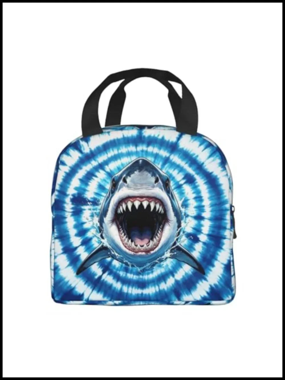 Shark Tie Dye Insulated Lunch Bag - Canvas Leakproof Cooler Tote with Handle